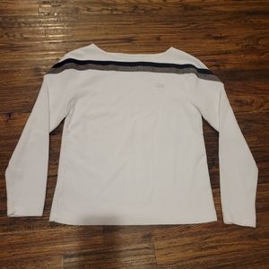 Lacoste ribbed classic white scoop neck basic tee